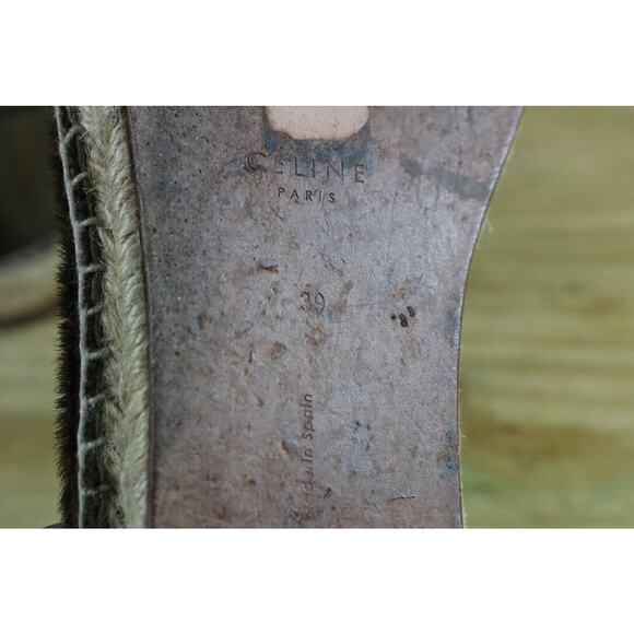 Celine Shoes Womens 8.5 Brown Pony Hair Espadrilles Flats Paris Dust Bag - Picture 9 of 13